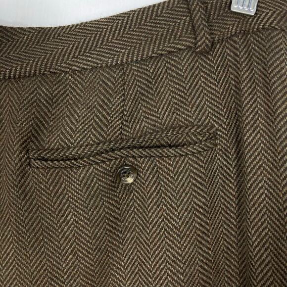 NWT LAUREN RALPH LAUREN Pants Women 14 Vintage Virgin-Wool Herringbone Brown - Picture 8 of 13